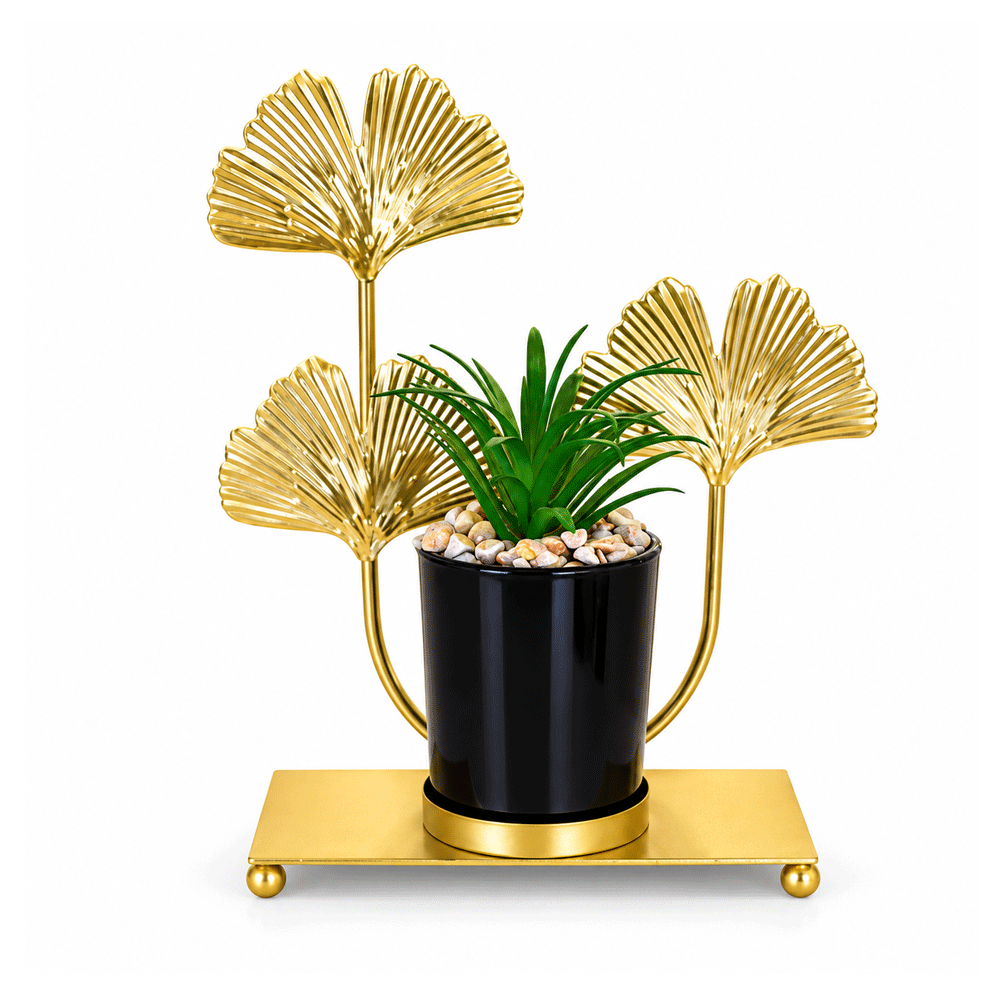 Leaves Table accessory, Metal, 16×18cm - Gold-إكسسوار ترابيزه أوراق شجر، معدن، 16×18 سم - ذهبي